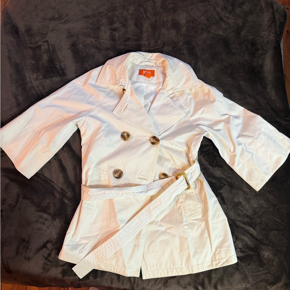 Michael Kors Women’s Cream Double-Breasted Short Trench Coat Size Medium